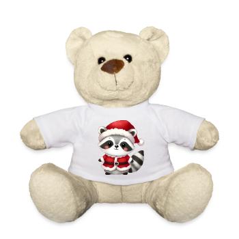 Waschbär in Santa-Kostüm – Süßes Weihnachtsmotiv - Teddy - Weiß - Vorne