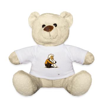 Old man with cute dog - Teddy Bear - white - Front