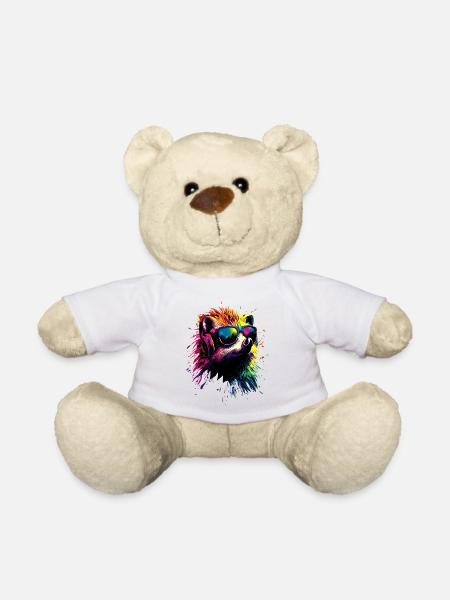 Igel Popart Kopfhörer Sonnenbrille Bunt Süßer Igel - Teddy - Weiß