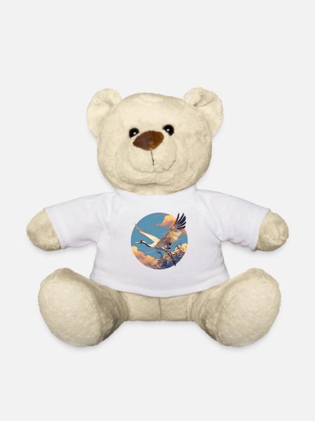 Kraniche Kranich - Teddy - Weiß