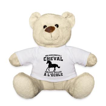 Née pour monter à cheval obligée d'aller à l'école - Nounours - blanc - Devant