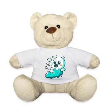 Le fantôme ludique : un design de dessin animé amusant - Nounours - blanc - Devant