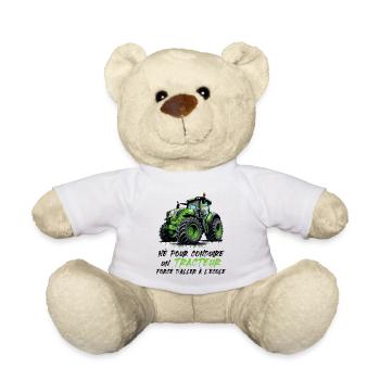 Né pour conduire un tracteur forcé allerl école - Nounours - blanc - Devant