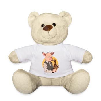 Saxophon Spieler Schwein - Teddy - Weiß - Vorne