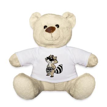 Waschbär Bauch - Waschbrett Bauch Sport Geschenk - Teddy - Weiß - Vorne