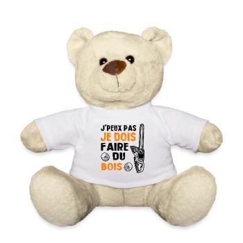 J'peux pas je dois faire du bois - Nounours - blanc - Devant