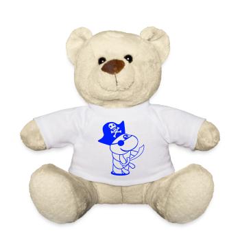 Raupe Loch Pirat Kapitän Mütze Lustig Süß Comic - Teddy - Weiß - Vorne