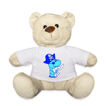 Raupe Loch Pirat Kapitän Mütze Lustig Süß Comic - Teddy - Weiß - Vorne
