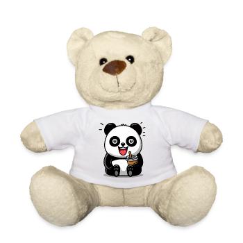 Cute Panda with Drink - Teddy Bear - white - Front