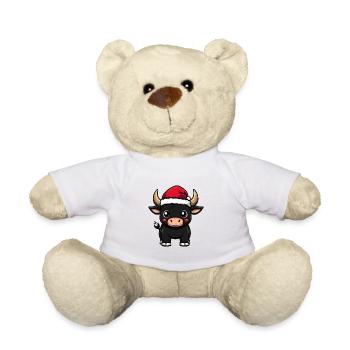 Taureau Noël - Nounours - blanc - Devant