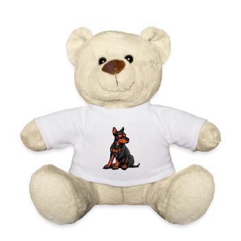 Dobermann Hund Comic Cool - Teddy - Weiß - Vorne