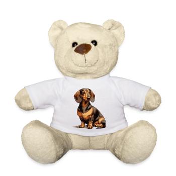 Sitzender Dackel - Teddy - Weiß - Vorne