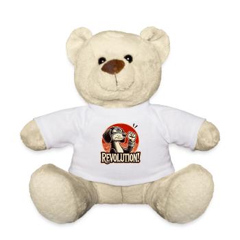 Révolution spirituelle et teckel poing levé - Nounours - blanc - Devant