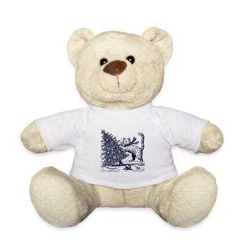 Drôle de chat Noël rétro vintage - Nounours - blanc - Devant