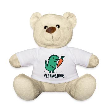 Veganosaurus Veganes Dinosaurier-Wortspiel - Teddy - Weiß - Vorne