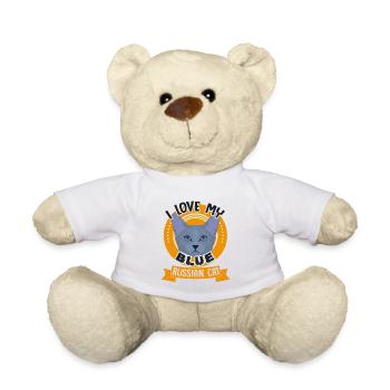 I love my Blue Russian Cat - Teddy Bear - white - Front