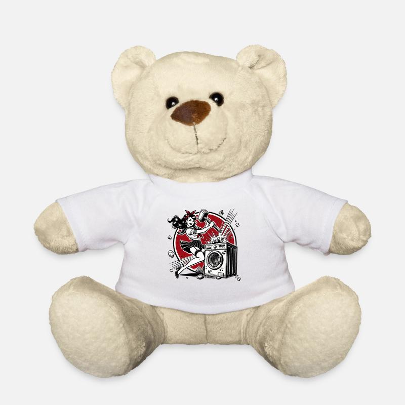 Braves Mädchen zerschlägt die Waschmaschine - Teddy - Weiß