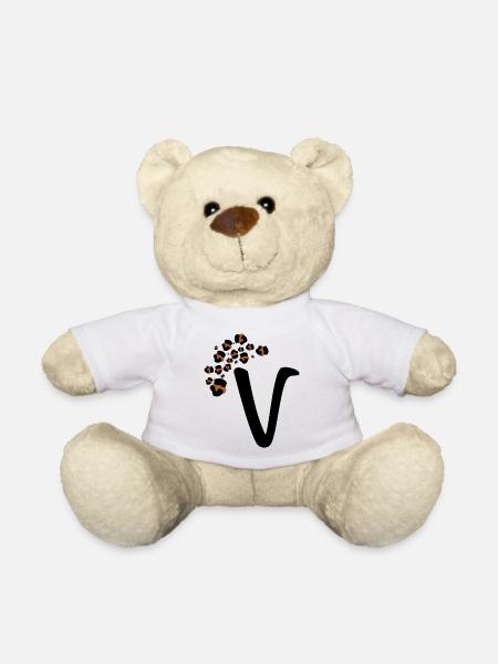 Buchstaben v Leopardenmuster - Teddy - Weiß