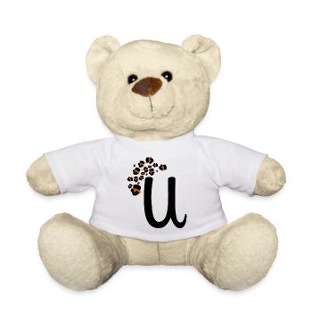 Buchstabe u Leopardenmuster - Teddy - Weiß - Vorne