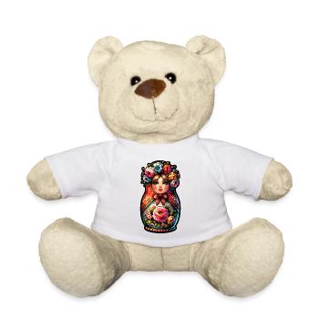 Russian Girl Matroschka Moskau mit Sonnenbrille - Teddy - Weiß - Vorne