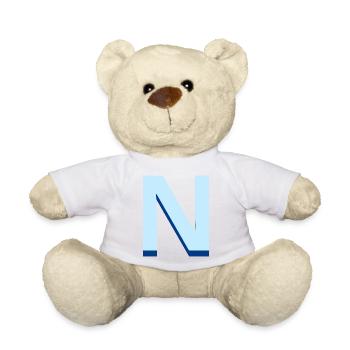 Lettre n bleu pop et moderne - Nounours - blanc - Devant
