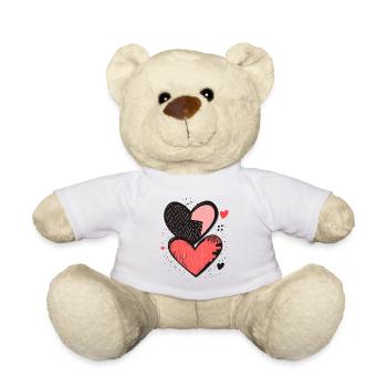 Valentinstag Liebe Herzen Herzmuster Geschenk - Teddy - Weiß - Vorne