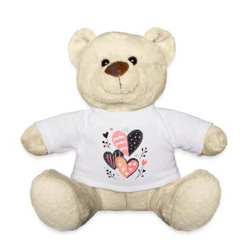 Herzen Herzmuster Valentinstag Liebe Geschenk - Teddy - Weiß - Vorne