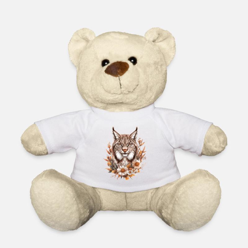 Lynx avec des fleurs - Nounours - blanc