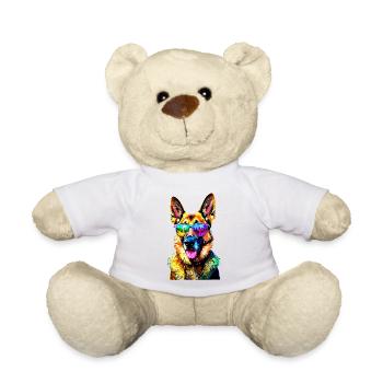 German Shepherd Bright Colors Pop Art Dog Shepherd Dogs - Teddy Bear - white - Front
