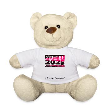 Jugendweihe 2025 Gästebuch Geschenk Mädchen Jungen - Teddy - Weiß - Vorne