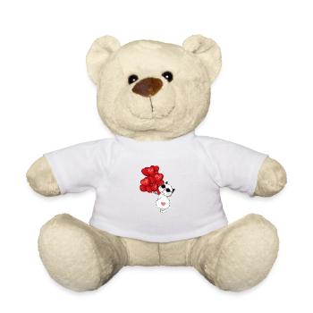 Cute cat with heart balloons - I love - Teddy Bear - white - Front