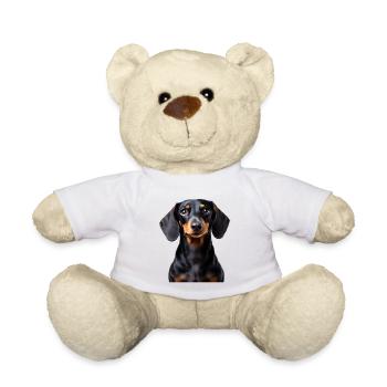 Dackel Hund schwarzbraun flauschig süß Hundeliebe - Teddy - Weiß - Vorne