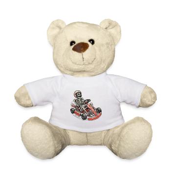 Funny Skeleton Go-Kart Driver Adventure - Teddy Bear - white - Front
