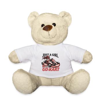 Une fille qui aime le kart style rétro - Nounours - blanc - Devant