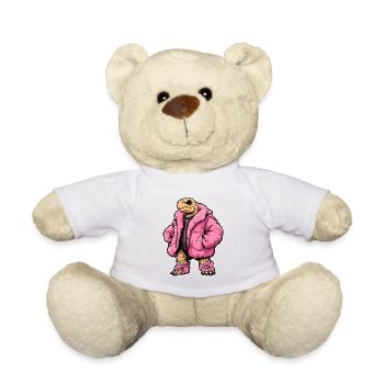 Tortue de mode avec veste rose - Nounours - blanc - Devant