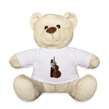 Kontrabassistin mit Kontrabass Kunst - Teddy - Weiß - Vorne