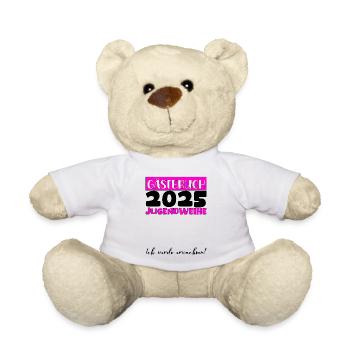 Jugendweihe 2025 Gästebuch Geschenk Mädchen Jungen - Teddy - Weiß - Vorne