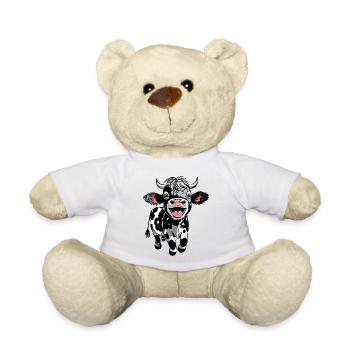 Happy calf in black and white - Teddy Bear - white - Front
