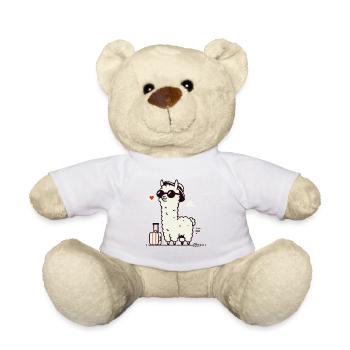 Lama de voyage avec valise - Nounours - blanc - Devant