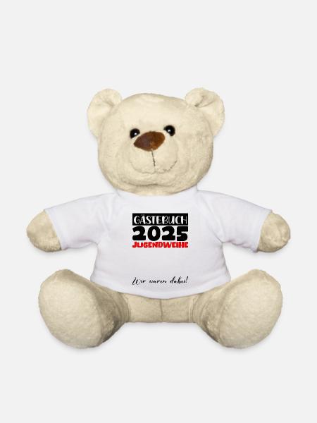Jugendweihe 2025 Gästebuch Geschenk Mädchen Jungen - Teddy - Weiß