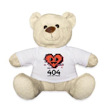 404 Liebe nicht gefunden - Pixel Art Gebrochenes Herz - Teddy - Weiß - Vorne
