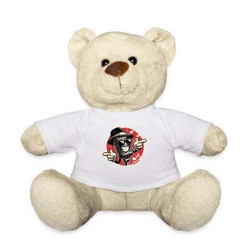 Cool music, retro microphone, sunglasses and hat - Teddy Bear - white - Front