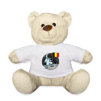 Astronaut mit belgischer Flagge im Weltraum - Teddy - Weiß - Vorne