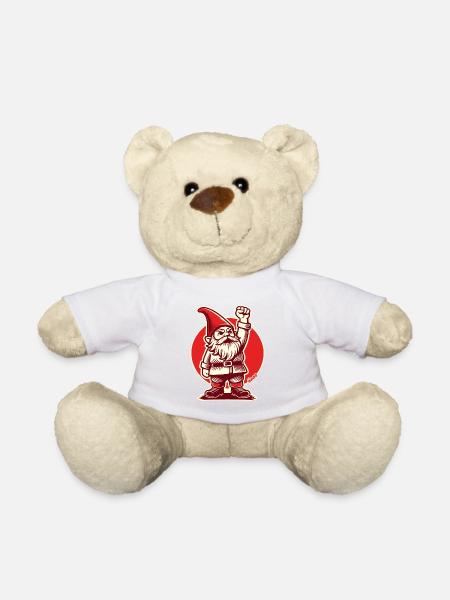 Gartenzwerg mit Faust der Freiheit - Teddy - Weiß