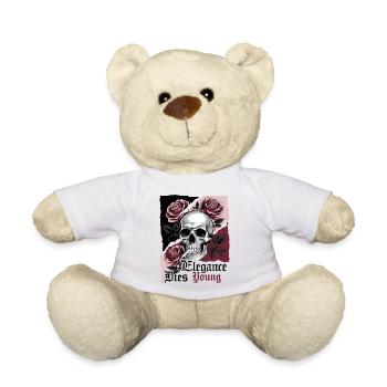 Eleganz stirbt jung Gothic Totenkopf Rose - Teddy - Weiß - Vorne