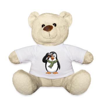 Cute penguin with camera for animal lovers - Teddy Bear - white - Front