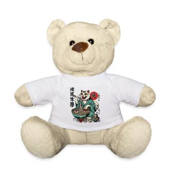 Japanese Retro Ukiyo-E Ramen Noodles Streetwear - Teddy Bear - white - Front
