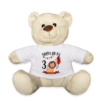 Birthday Lion 3 Year Old Leo Party Gift - Teddy Bear - white - Front