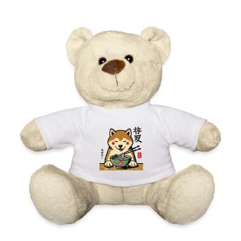 Shiba Dog Ramen Noodles Ukiyo-E Style Kawaii - Teddy Bear - white - Front