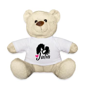 JULIA Beautiful girl name with a nice horse - Teddy Bear - white - Front